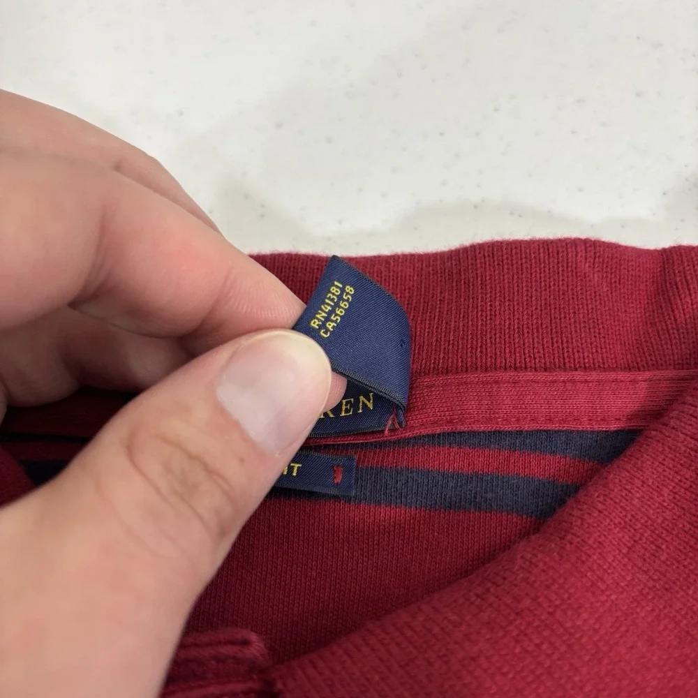 Polo Ralph Lauren Custom Fit L/S Striped Polo Shirt Thick Cotton XXL Red/Blue